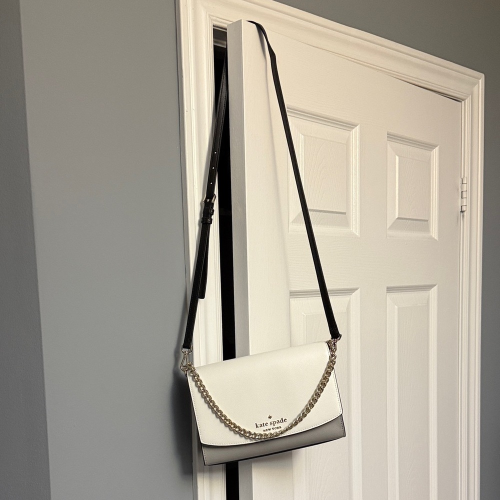 Kate Spade Black, Grey and White Crossbody Bag with Chain Detail